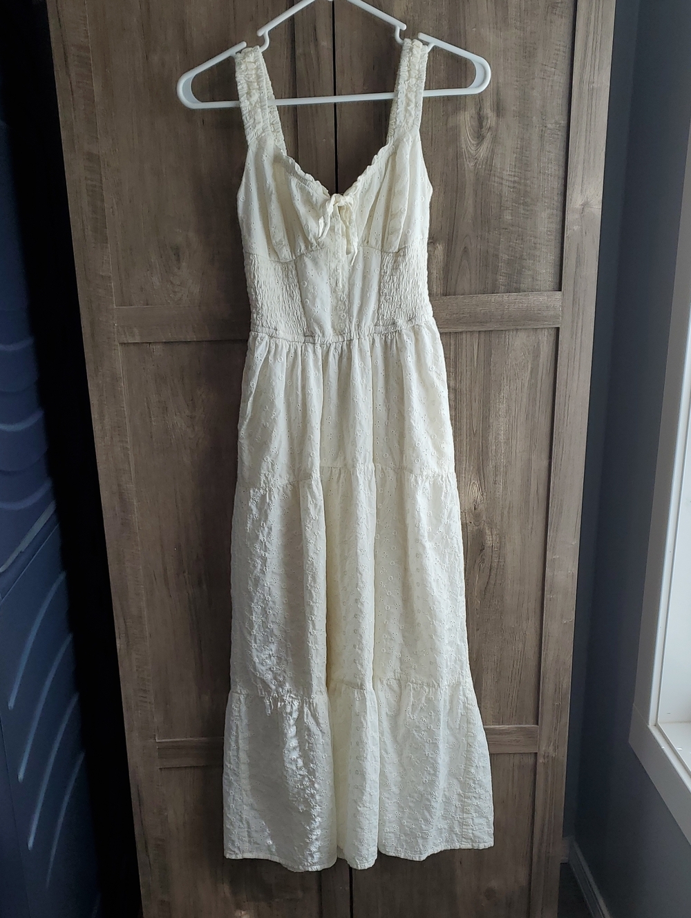 Ivory Tiered Maxi Sundress with Smocked Bodice